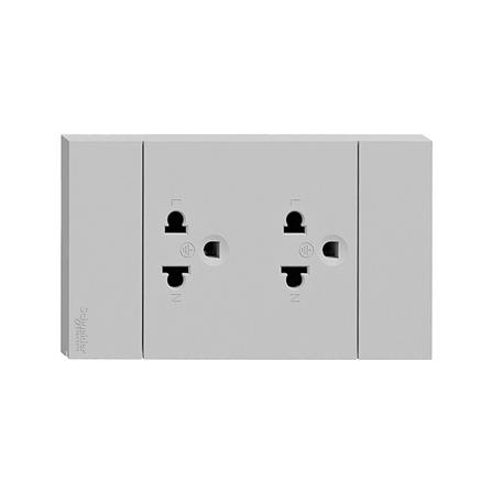 [พร้อมส่ง] HomeDoDee ชุดเต้ารับคู่ 3 ขา 2 ช่อง SCHNEIDER A70426UST_GY สีเทา เต้ารับสายไฟ เต้ารับ