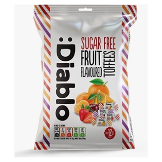 Diablo Fruit Flavoured Toffees 75g ทอฟฟี่รสผลไม้ ขนมขบเคี้ยว ลูกอม อาหารพร้อมทาน