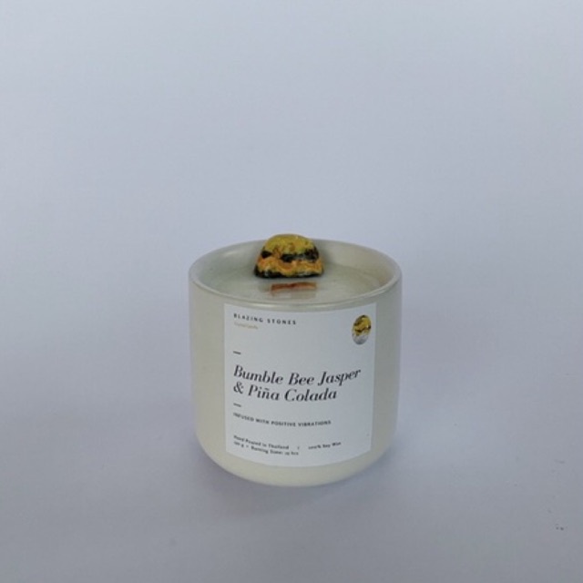 Bumble Bee Jasper &amp; Piña Colada Crystal-Infused Soy Candle