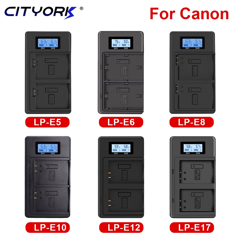 CITYORK camera battery charger for Canon LP-E5 LP-E6 LP-E8 LP-E10 LP-E12 LP-E17 LP E5 E6 E8 E10 E12 