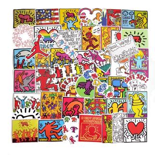 keith haring street art grafitti สติ๊กเกอร์กันน้ําสําหรับติดตกแต่ง 50 ชิ้น