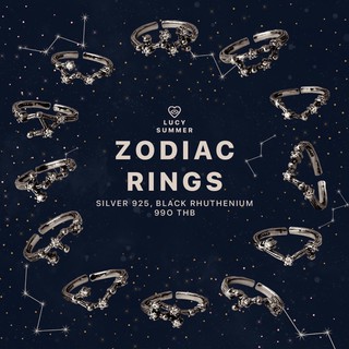 LUCY SUMMER [Black Rhuthinium] Zodiac Rings - แหวนประจำราศี ตัวเรือนเงินแท้ ฟรีไซส์