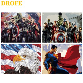 Drofe ภาพระบายสีตามตัวเลข ลายภาพวาดสีน้ำมัน สำหรับตกแต่งผนังบ้าน (ขนาด 40X50 ซม.)