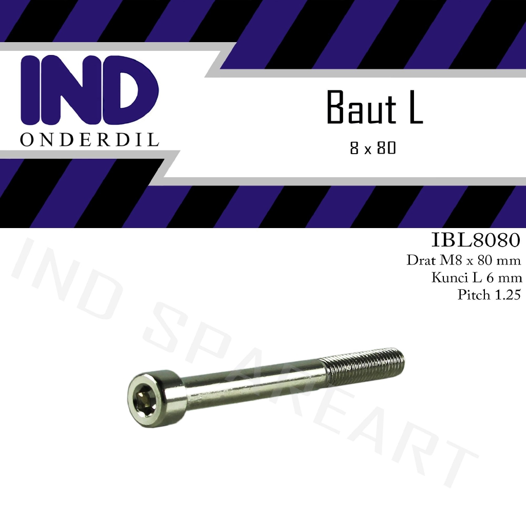 Bolt-Bud-Bolt L-L6 M8x80-8x80-M 8 x 80 Key-K 6 P-Pitch 1.25