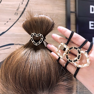 Korean INS Style Simple Fashion Chain Hair Bands / Ladies Metal Circle Square Heart Hair Ropes / Elegant Ponytail Holder Hair Rings Scrunchies / Rubber Hair Ties / Daily Basic Hair Accessories