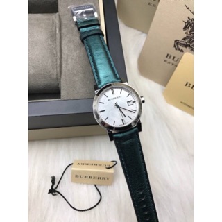 BU9120. 34 มิลลิเมตร.  Women’s City Teal Leather Strap Silver Dial Watch สายหนังแท้ สีเขียวนกเป็ดน้ำ สวยมาก