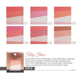 Nee Cara Silky Shine Blush Palette  บลัชออน เนื้อเนียนละเอียด เกลี่ยง่าย ชิมเมอร์เนียนละเอียด คุณภาพเยี่ยมในราคาเบาๆ