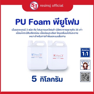 PU FOAM พียูโฟม โพลียูรีเทน กาวผสานโฟม ขยาตัว 25 เท่า ขาว - ดำ รวมกัน ชุด 5 กิโลกรัม