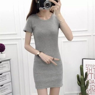 NO.008  เดรสลำลอง ผ้านิ่ม สีเทา