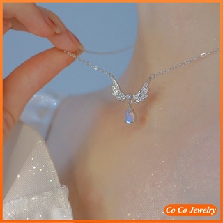 สร้อยคอโซ่ จี้คริสตัลเพทาย หินมูนสโตน สไตล์เกาหลี สําหรับผู้หญิง COCOJEWELRY