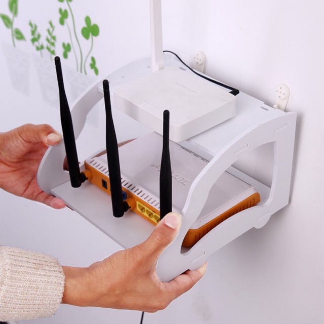 ชั้นวาง Wireless Router เพื่อจัดระเบียบ สีขาว สามารถชำระปลายทางได้ V1