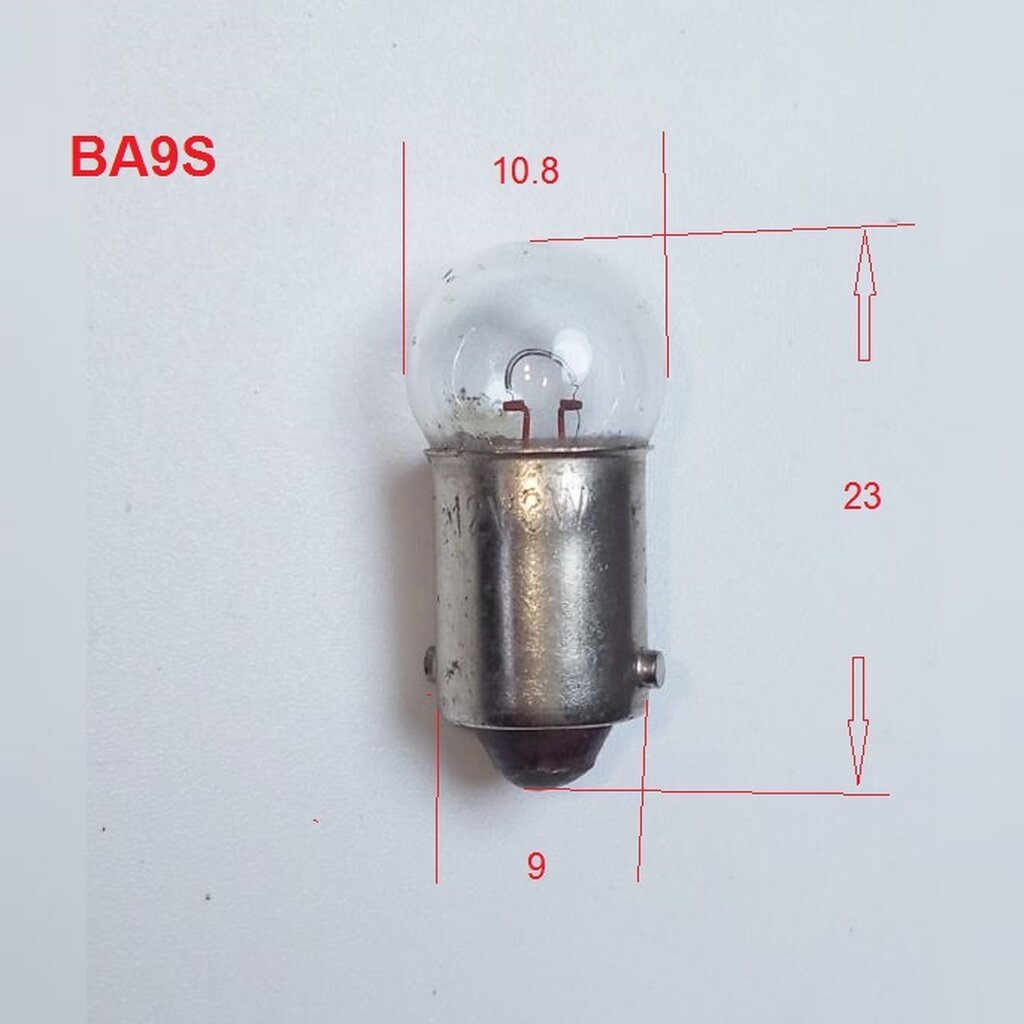 หลอดไฟ BA 9S 6 / 12v 4w. ( 3 ชิ้น) ชนิดเขี้ยว ขั้ว 9มิล