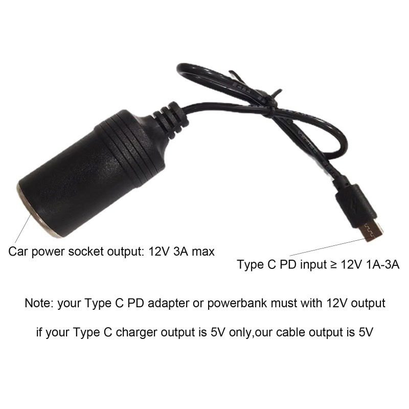 ที่ชาร์จ USB C to Car Cable Converter up to 12V 3A 36W PD USBC สําหรับยานพาหนะ อุปกรณ์ไฟฟ้า - รูปที่ 3