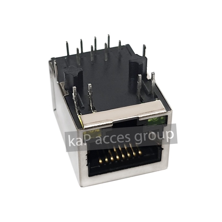 ซ็อกเก็ตเชื่อมต่อเครือข่ายอีเธอร์เน็ต 8P 8C 8Pin ลงบอร์ด Pcb มีไฟ RJ45 Connector Original HR911105 H
