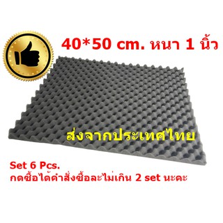 ฟองน้ำรังไข่ ขนาด 40*50 cm. หนา 1 นิ้ว ฟองน้ำซับเสียง โฟมซับเสียง แผ่นกันเสียงสะท้อน ชุด 6 แผ่น