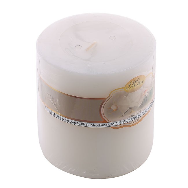 เทียนหอมทรงกลม D10H10 Miss Candle EDC0603 10 x 10 ซม. (สีขาว กลิ่นกล้วยไม้)