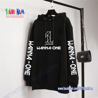 เสื้อกันหนาว มีฮู้ด ผ้าฝ้าย ลาย WANNA ONE DRESSES WANNA-ONE สําหรับผู้ชาย