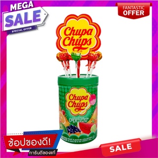 จูปาจุ๊ปส์ ฟรุ๊ต อมยิ้มรวมรส ขนาด 11 กรัม กล่อง 50 ไม้ Chupa Chups Candy Fruit 11 g x 50 pcs