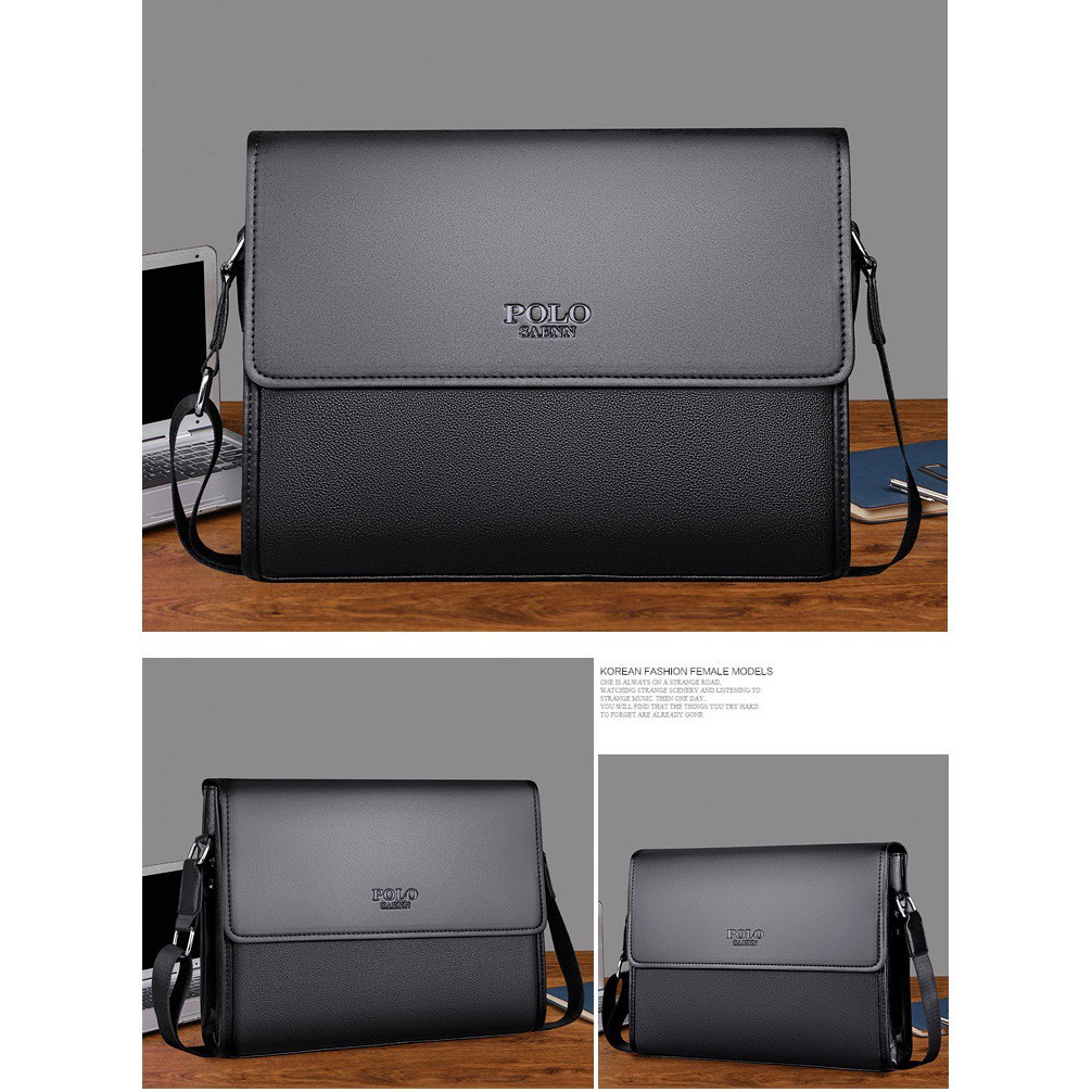 กระเป๋าสะพายข้าง กระเป๋าผู้ชาย กระเป๋าทำงานผู้ชาย POLO SAEN ของแท้ 100% (ไซต์ใหญ่) ใส่หนังสือ ใส่ Tablet ได้