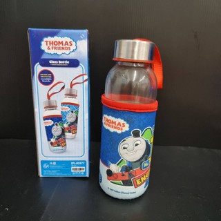 ขวดแก้ว THOMAS&amp;FRIENDS พร้อมปลอกมีฝาปิดพร้อมหูหิ้ว ขนาด 7 นิ้ว ความจุ 300 ml. ลายลิขสิทธิ์แท้