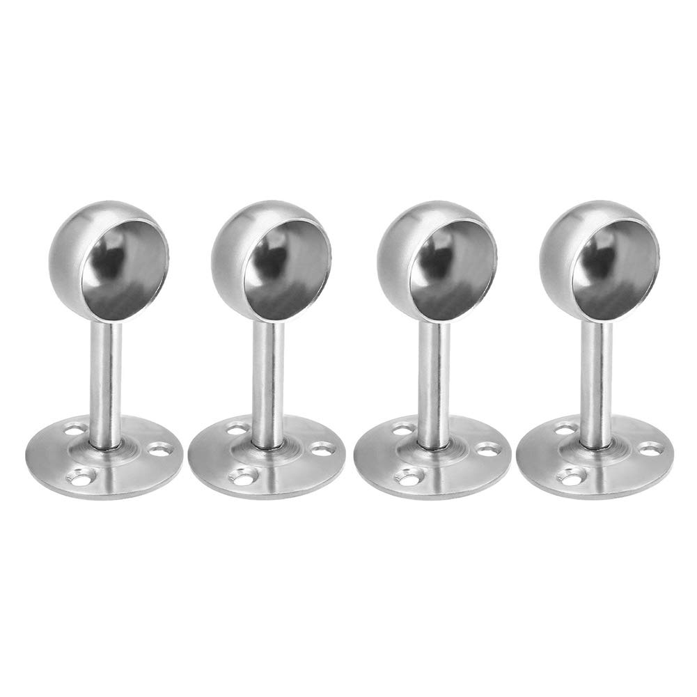 4 Pcs Stainless Steel Wardrobe Pipe Lever Bracket Ceiling Closet