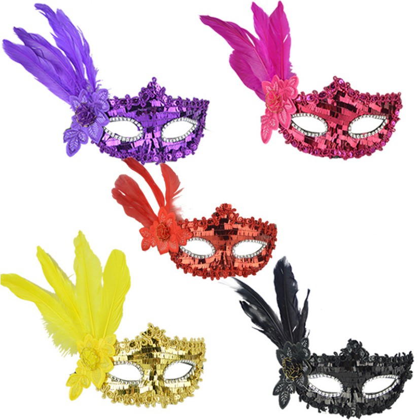 หน้ากาก ขนนก แฟนซี ปาร์ตี้ หน้ากากออกงาน นางโชว์ แฟนซี Feather Fancy Party Prop Mask