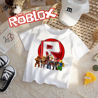 เสื้อยืดแขนสั้น คอกลม พิมพ์ลาย Roblox แฟชั่นฤดูร้อน สีขาว สําหรับเด็กผู้ชาย และเด็กผู้หญิง 2022