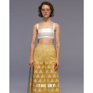 The SRT X7 Holographic Crop Top Bra - Holographic White (TBL105) เสื้อครอปสายเดี่ยวทรงบรา ผ้ายืด สีโฮโลแกรม