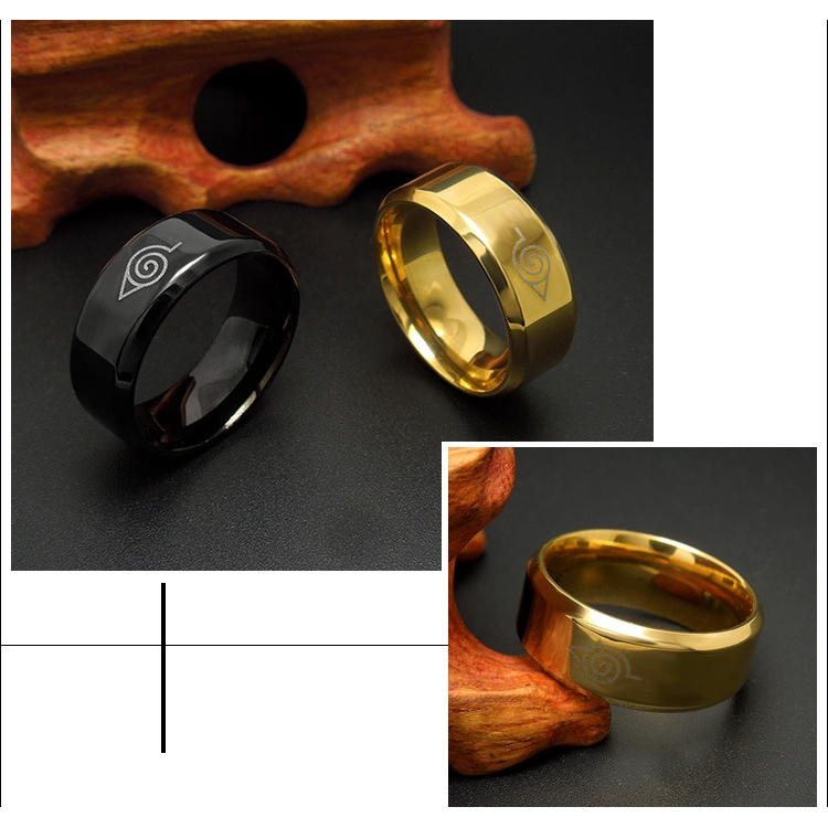 เครื่องประดับAnime Naruto Symbol Ring Stainless Steel Ring Black/Gold  Titanium Steel Ringsแหวน dSKa | Shopee Thailand