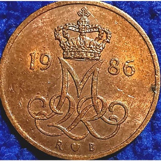 เหรียญ​เดนมาร์ก​ Denmark, 5 Ore, #​2128T, ใช้แล้ว