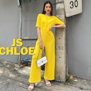 THONGYOY-Jumpsuits Chloe จั๊มพ์สูทกางเกงขายาวสีเหลือง จั้มสูทขายาว จั้มสูทสีพื้น จั้มสูทพร้อมส่ง จั้มสูทสีเหลือง