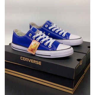 🔥 รองเท้า Convers All Star Classic OXสีน้ำเงิน รองเท้าผ้าใบผู้ชายและผู้หญิง 36-45(Free Box Set)