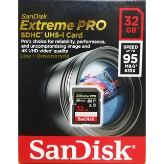 Sandisk SD ExtremePro 32GB 95MB/s ประกัน Synnex Lifetime