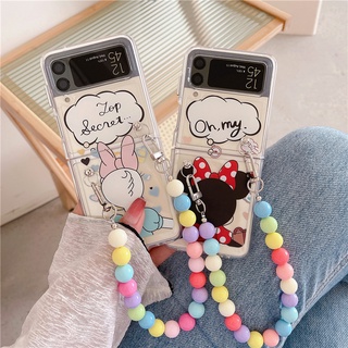 เคสโทรศัพท์มือถือ ลายการ์ตูนดิสนีย์ มินนี่ มิกกี้เมาส์ น่ารัก พับได้ พร้อมจี้ตุ๊กตา สําหรับ Samsung Galaxy Z Flip 3 5G