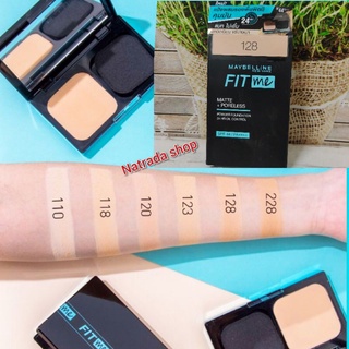 (แท้100%) Maybelline Fit Me Matt+Poreless Powder Foundation 24Hr Oil Control Spf44 /Pa++++ แป้งฟิตมี