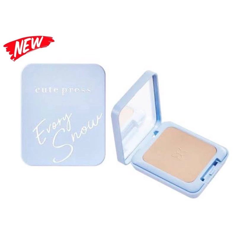 โฉมใหม่ Cute Press แป้งผสมรองพืนคิวเพรส สีฟ้า Evory Snow Whitening & Oil Control ขนาด 12g