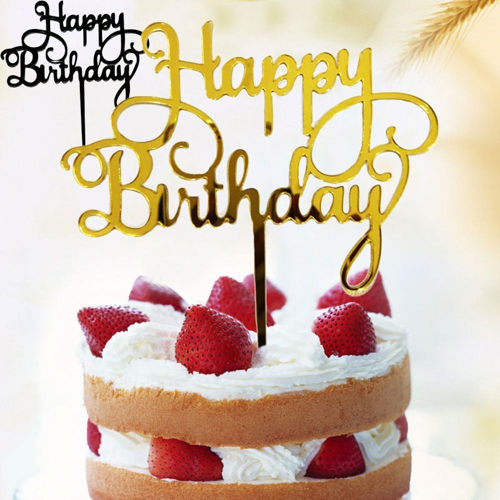 ป้ายพิมพ์ลาย happy birthday สําหรับตกแต่งเค้ก