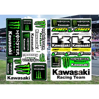 Kawasaki โลโก้ สติกเกอร์คุณภาพสูงสติกเกอร์แต่งซิ่งรถมอเตอร์ไซค์ บิ๊กไบค์ รถยนต์ หมวกกันน็อค เนื้อPVC เคลือบเงาได้2แผ่น