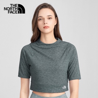 THE NORTH FACE W VYRTUE S/S CROP -TNF BLACK HEATHER เสื้อแขนกุด เสื้อยืดแขนสั้น เสื้อผ้าผู้หญิง