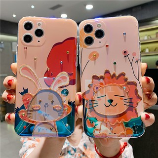 บลูเรย์ เพชร สัตว์ กระต่ายสิงโต เคส huawei nova4 nova5 nova6 nova7 se nova7 pro p20 p30 p40 pro mate20 mate30 pro mate40 pro case ใหม่ หญิง คู่ ซิลิก้าเจล เปลือกนิ่ม เคส