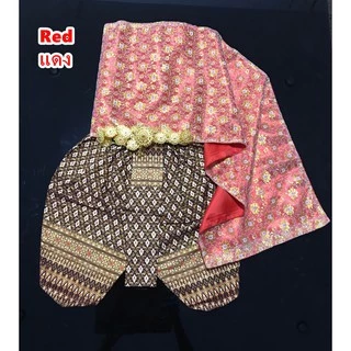 ชุดสไบลูกไม้เด็ก เย็บประกบลูกไม้สีทอง FV13
