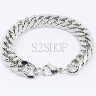 s2shop สร้อยข้อมือสแตนเลสแท้ สร้อยข้อมือสแตนเลส กำไลข้อมือสแตนเลส กำไลข้อมือ ลายโซ่ ความกว้าง 12 มม.No.922