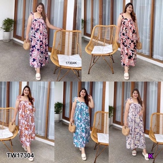 TW17304 Dress#Bigsize เดรสสายเดี่ยวแบบผูกโบว์