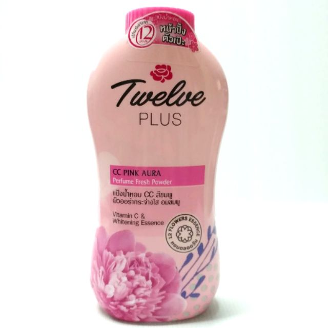 12 plus แป้งน้ำหอม CC สีชมพู 280 g.