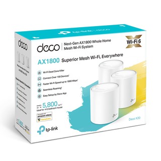 TP-LINK (Deco X20) (PACK 3) AX1800 Whole Home Mesh Wi-Fi System