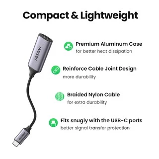 UGREEN USB C HDMI Adapter 4K @ 60Hz Type C to HDMI Adapter Thunderbolt 3 USB-C to HDMI Adapter Compatible with for Macbook Pro 2020, for Macbook Air 2019, for Pro 2020, Dell XPS 13 etc.
