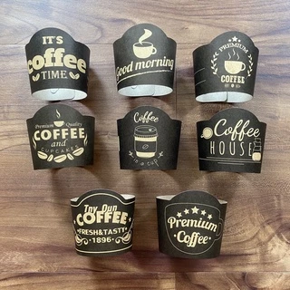 ปลอกสวมแก้วกาแฟ พิมพ์ลายดำ(200ใบ/แพค)