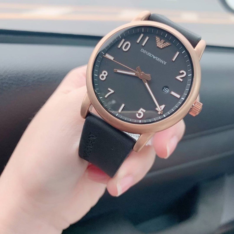 (ผ่อน0%) นาฬิกา Mens Emporio Armani Watch AR11097 สายซิลิโคน สีดำ หน้าปัด 42 มม.