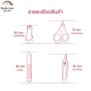 DODOLOVE ชุดกรรไกรตัดเล็บเด็กเล็ก 4 ชิ้น กรรไกรตัดเล็บ แหนบ ตะไบ กรรไกรหัวสั้น