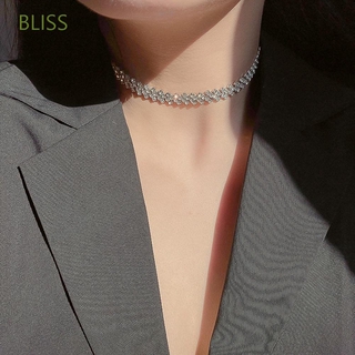 Bliss สร้อยคอโช้คเกอร์ประดับคริสตัลเพชรพลอยเทียมเครื่องประดับ